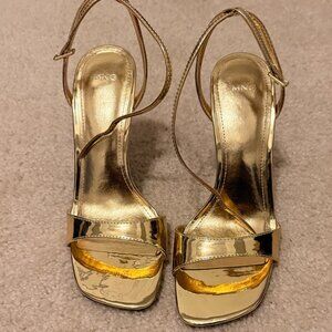 Mango Gold Strappy Heels | Size 8.5